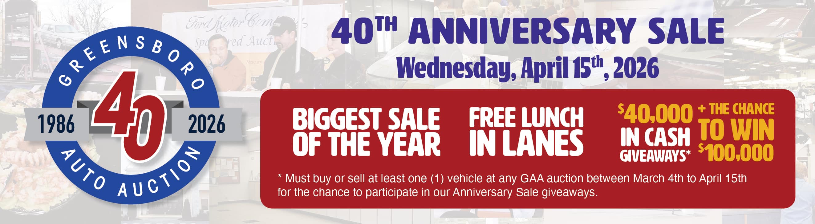 40th Anniversary Sale Wednesday, April 15th