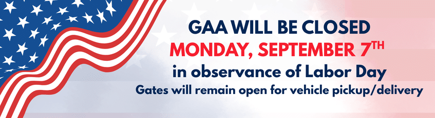 GAA will be Closed Monday, September 7th in observance of Labor Day.